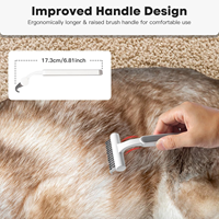 Peigne de toilettage ergonomique antidérapant à manche en bois pour chat, glisse douce, soin sûr de la peau, démêlage, élimination des poils courts/longs