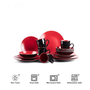 Selling High Quality Customizable Two Color Restaurant Tableware Household Ceramic Roughcast <b>Dinnerware</b> Sets - Product Image 5