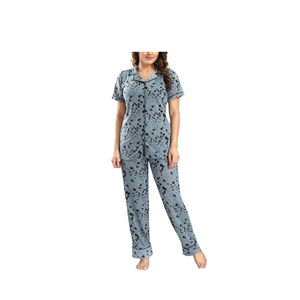 Conjunto de pijama de algodón orgánico 100% con Conjunto de pijama de salón con estampado personalizado, pijama de algodón para mujer, ropa de dormir para mujer de Bangladesh - Product Image 6