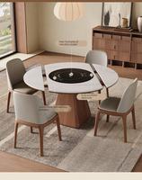 Table à manger extensible avec cuisinière à induction, commande vocale intelligente, assiette chaude, ensemble de salle à manger pour petit appartement en ardoise