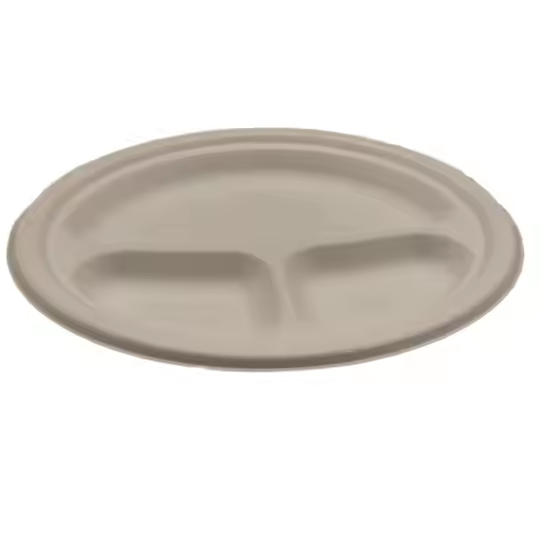 Biodegradable Reusable Compostable 3 Compartment Bagasse Paper Plates Bowls Eco-Friendly Food Grade Salad Snack Restaurant