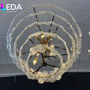 LEDA Modern Glass Flower Chandelier E14 Wrought Iron Pendant Light 60Cm Middle Led Adjustable Height Warm White Kitchen <b>Ceiling</b> - Product Image 6