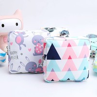 Pochette en coton matelassée pour femme avec fermeture éclair, pour maquillage, rouge à lèvres et cartes, petite pochette tendance