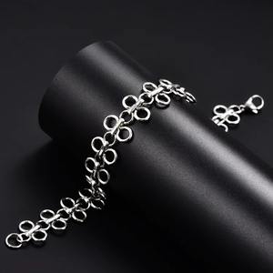 Collar de Cadena de Eslabones Hecho a Mano Tradicional Chino con Nudo de Acero Inoxidable, Color Plata, Regalos de Bendición - Product Image 6