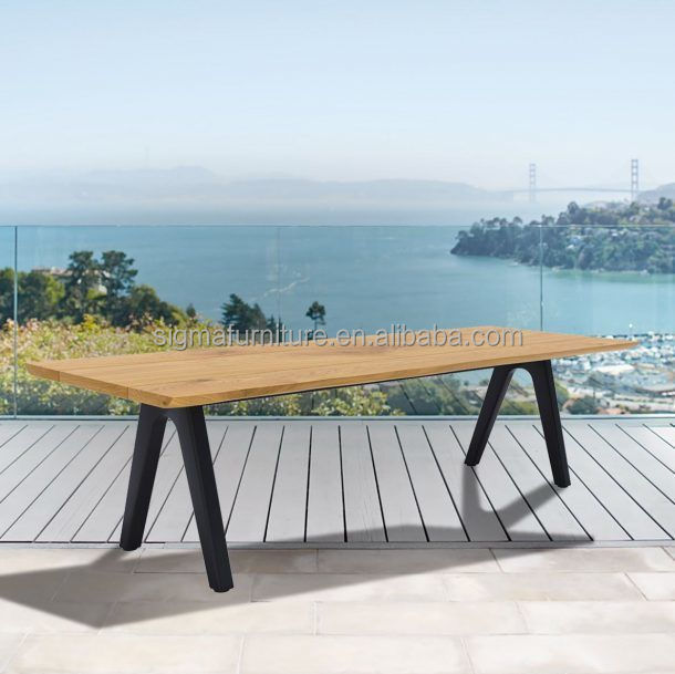 Villia garden sunroom furniture outdoor set patio teak wood dining table and chairs dining room set