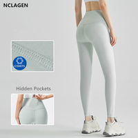 Çok Satan Spor Taytları Özel Logo Kadınlar İçin Ten Rengi Hissi Hızlı Kuruyan Antrenman Taytları Yüksek Bel Gizli Cepli Yoga Pilates Taytları