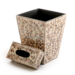 Papelera de madera para madre de perla con servilleta, cubo de basura, polvo - Product Image 2