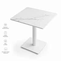Table à manger, surface en pierre frittée avec piétement doré, mobilier de restaurant, café et bistrot pour salle à manger et bar