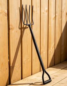 Fourche de jardinage de qualité industrielle, manche en acier inoxydable enduit d'époxy, <span class=keywords><strong>4</strong></span> <span class=keywords><strong>dents</strong></span>, emballée dans du tissu de jute - Product Image 1
