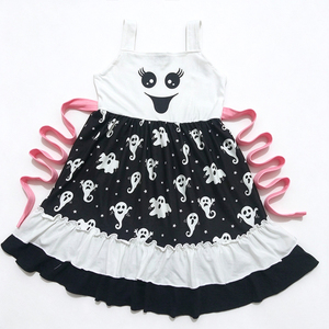 Vestido de Niña con Estampado de Seda de Leche, Vestido con Volantes de Manga Corta y Sin Mangas, Vestido Infantil para Fiestas - Product Image 3