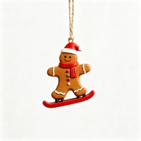Pendentif pingouin skieur en résine, ornement de Noël à suspendre à l'arbre, avec chapeau de Père Noël, écharpe et boîte cadeau, décoration de fête pour la maison, animal de dessin animé
