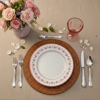 Service de table en céramique rouge à motifs floraux, prêt à l'emploi, collection de vaisselle pour la maison et la cuisine, assiettes décoratives classiques, ensemble tasse et soucoupe