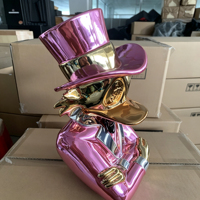 Statue de Scrooge en résine, sculpture de canard argenté électroplaqué, décoration de luxe pour la maison, ornement de bureau, figurine de collection d'art