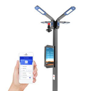 Lampadaire solaire LED intelligent pour ville connectée avec caméra IA, écran LCD 32 pouces, lampe de rue simple 40W et poteau lumineux de 6 mètres - Product Image 1