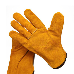 10 pouces AB Grade peau de vache jaune blanc coupe résistant à la chaleur hommes vache <span class=keywords><strong>cuir</strong></span> fendu sécurité Construction jardin conducteur <span class=keywords><strong>gants</strong></span> pour le travail - Product Image 3