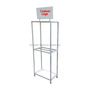 Custom LOGO Salon Gold Metal Human Hair Rack Wig Shop Display Shelf Floor Standing Hair Extension Display Stand For Wigs