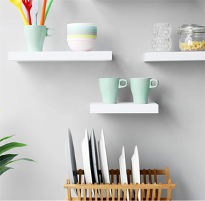Meilleur prix étagère murale <span class=keywords><strong>en</strong></span> <span class=keywords><strong>bois</strong></span> créative pour salle de bain <span class=keywords><strong>cuisine</strong></span> salon bureau Design moderne couleur blanche cloison de rangement - Product Image 5