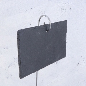 Ensemble de 1 piquet métallique de 40 cm pour étiquettes de plantes et 1 étiquette rectangulaire en pierre de 10 x 7 cm pour jardin, vente en gros - Product Image 2