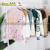 KungFu KingAAA Grosir Seragam Baseball Bekas Jaket Varsity Warna Kontras Jaket Baseball Vintage Bekas Pakaian Bekas