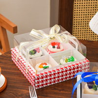 Nouvelle boîte d'emballage pour desserts à quatre compartiments, boîte d'emballage simple pour gâteaux français à neuf compartiments
