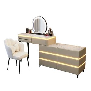 <span class=keywords><strong>Coiffeuse</strong></span> en bois massif 2023 nouvelle chambre table de maquillage de lampe d'ambiance moderne avancée - Product Image 6