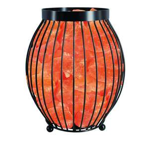 Lampes en sel de l'Himalaya en panier, avec morceaux de sel, ensemble complet, cordon électrique et ampoule, matériaux organiques - Product Image 4