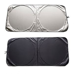 Pare-soleil réfléchissant QM en polyester, bloque la chaleur et le soleil, pare-soleil pliable pour pare-brise de voiture, anti-UV - Product Image 2
