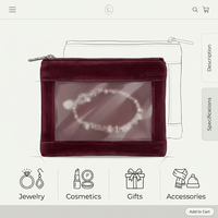 Pochette à bijoux en velours avec fenêtre transparente, sac de voyage de luxe en velours à fermeture éclair, étui de rangement pour bijoux, pochette de présentation, sacs anti-poussière