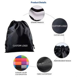 Sac à cordon en polyester personnalisé avec logo, sac de sport, sac de gym, sac de shopping avec logos - Product Image 3