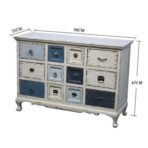 خزانة جانبية فرنسية عتيقة مصنوعة يدويًا بلون أزرق ريفي - Product Image 6