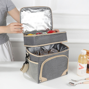Bolsa Térmica para Picnic al por Mayor, Bolsa Refrigerante Aislada <span class=keywords><strong>de</strong></span> Doble Capa <span class=keywords><strong>de</strong></span> Tela Oxford con Compartimentos Dobles y Correa Ajustable - Product Image 2