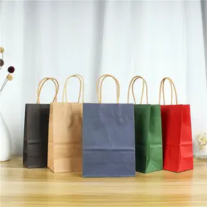 फैक्टरी थोक क्राफ्ट पेपर बैग लोगो ढोना पुनर्नवीनीकरण Takeaway भूरे रंग के कागज बैग संभाल के साथ शॉपिंग बैग