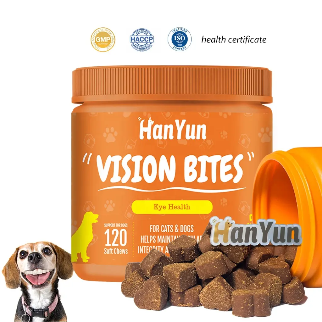 Hanyun Pet bổ sung Nhà cung cấp tầm nhìn cắn nhai 100% tự nhiên cho chó chăm sóc mắt, rõ ràng vết bẩn mắt, giảm viêm mắt