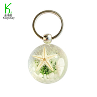 Porte-clés créatif en résine, forme de boule, thème des animaux marins, porte-clés étoile de mer, coquillage, pendentif, porte-clés