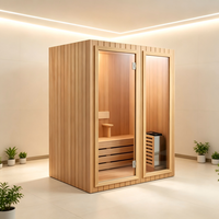 Cabine de sauna à vapeur sèche 1200x1000x2000mm en bois de pruche avec verre trempé de 8mm pour la relaxation intérieure à domicile