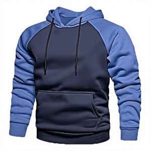 Sudadera con Capucha para Hombre, Color Azul Marino y Azul Claro, Diseño de Bloques de Color, Manga Larga, Cuello Redondo, Bolsillo Tipo Canguro, Estilo Casual - Product Image 6
