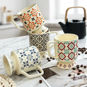 Hot Selling Vintage European Style Porcelain <b>Mug</b> Floral Pattern High Temperature Resistant Microwave Safe Handle Cup Gift <b>Box</b> - Product Image 2
