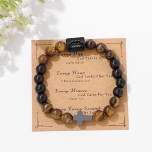 Nouveauté transfrontalière Bracelet religieux en hématite pour homme, œil de tigre, extensible, fait main - Product Image 3