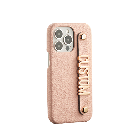 Customizable Luxury Leather Phone Case for iPhone 13/12/11pro Max Gold Stripe Letter with Name Charm Holding Strap