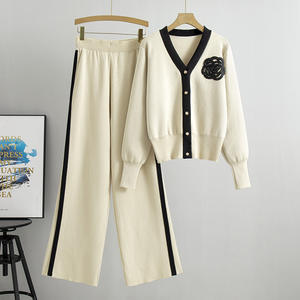 2025 nouveau lb automne hiver à manches longues Cardigan haut ample jambe large femmes pantalon deux pièces ensemble Fitness Sport porter femmes-acheter - Product Image 6