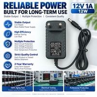Adaptateur secteur mural 12W 12V 1A certifié CE FCC, personnalisé en usine, boîtier ABS, adapté aux bandes lumineuses LED et aux routeurs