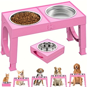 Iron and <b>Dog</b> <b>Bowls</b> Large Medium Pet Elevated Double <b>Bowl</b> Rack Feeding with Adjustable Height Stand - Product Image 4