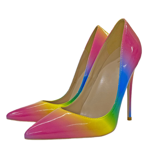 Private Label Women's Neon Stiletto Ankle Sexy Thin Breathable Lightweight PU 12cm Heel Slip-On Summer/Winter - Product Image 4