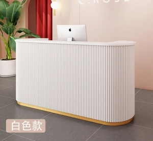 Mostrador de Recepción para Hotel de Diseño Moderno en Madera, Mostrador de Recepción para Salón de Belleza, Mostrador de Oficina Blanco, Mostrador de Recepción para Hotel de Lujo - Product Image 1