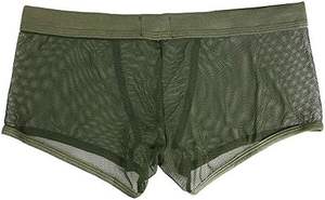 Mesh Breathable Cheeky <strong>Men's</strong> Underwesr Solid Color Trunks Boxer Briefs Undershorts with Pouch <strong>Transparent</strong> <strong>Shorts</strong> for Male - Product Image 5