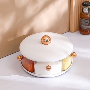 Tarro de condimentos doméstico de ABS para sal y glutamato monosódico, caja giratoria multi-compartimentos de un solo cuerpo - Product Image 5