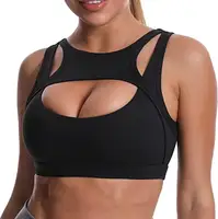 Sexy Hollow Cutout Crop Workout Tops High Neck Gepolstertes Yoga Workout Lauf-BH Sexy Push Up Cutout Crop Workout Tops