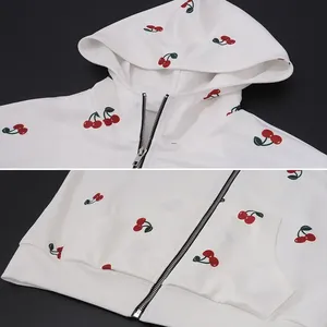 Sudaderas con capucha de otoño para <span class=keywords><strong>mujer</strong></span>, prendas de vestir de manga larga exteriores con <span class=keywords><strong>cremallera</strong></span> para <span class=keywords><strong>mujer</strong></span>, chaquetas holgadas informales con Estampado de cereza, sudaderas con capucha y bolsillo - Product Image 5