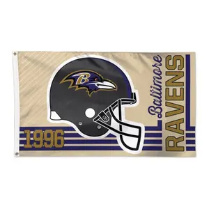 Bandeira personalizada de poliéster dupla face impressa para clubes esportivos NFL AFC Baltimore Ravens, qualquer tamanho, qualquer cor, desenho, 3x5 pés, bandeira de poliéster dupla face