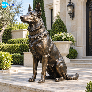 Escultura Realista de Perro Pastor en Bronce, Estatua Conmemorativa de Animal Personalizada en Latón y Cobre con Acabado Antiguo para Jardín de Hotel o Villa - Product Image 4